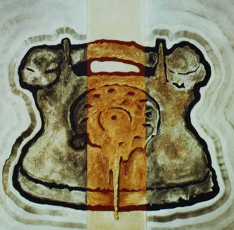 Erdtelefon (1996) - Öl und "Winsener Erde" auf Leinwand, Oil and "The Soil of Winsen" on Canvas, 130 cm x 130 cm